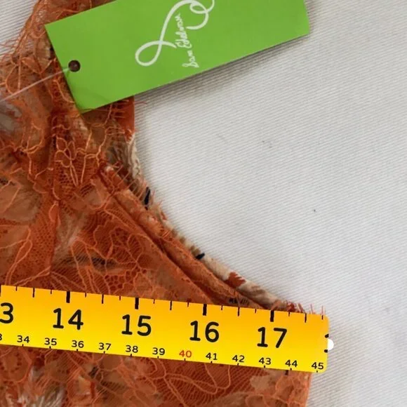 Sam Edelman Tank Top Medium V-Neck Lace Orange White Floral Fairycore NWT - Picture 8 of 10